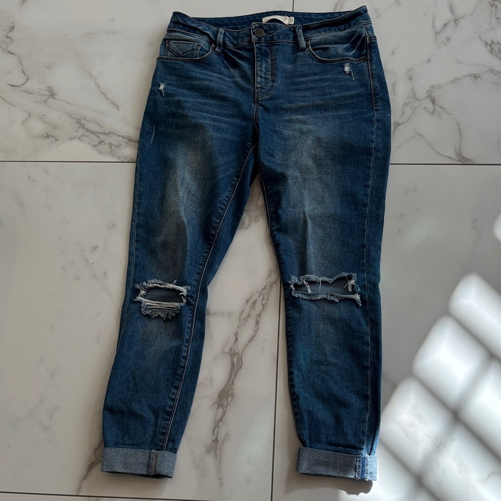UnPublished Women's Boyfriend Jeans in Distressed Blue